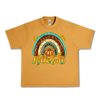 Peanut Butter Hello Fall with Rainbow Urban Heavy Tee - texasbilliewilder