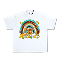 White Hello Fall with Rainbow Urban Heavy Tee - texasbilliewilder
