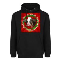 Black christmas holstein calf face Heavyweight Hoodie - LillyAllenDesigns