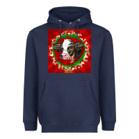 Navy christmas holstein calf face Heavyweight Hoodie - LillyAllenDesigns