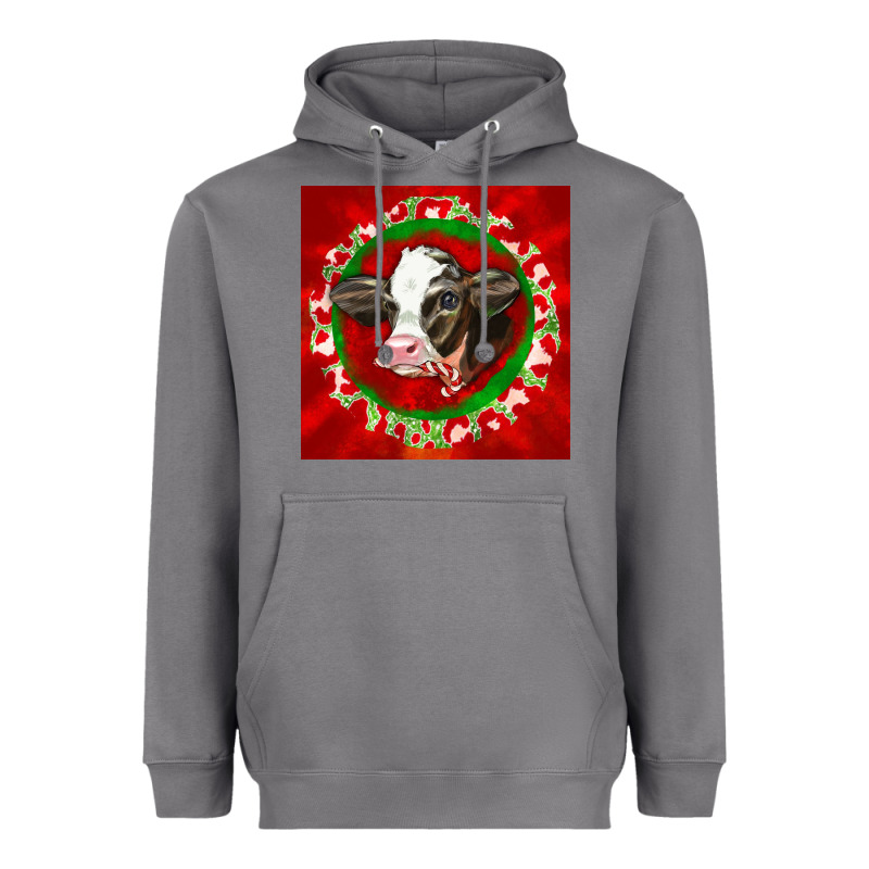 Christmas Holstein Calf Face Heavyweight Hoodie by LillyAllenDesigns | Teevron