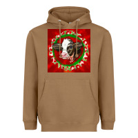 Toasted Coconut christmas holstein calf face Heavyweight Hoodie - LillyAllenDesigns