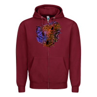 Burgundy halloween patch  4 Zipper Hoodie - BundleAndBundleShop