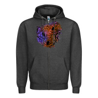 Charcoal Heather halloween patch  4 Zipper Hoodie - BundleAndBundleShop