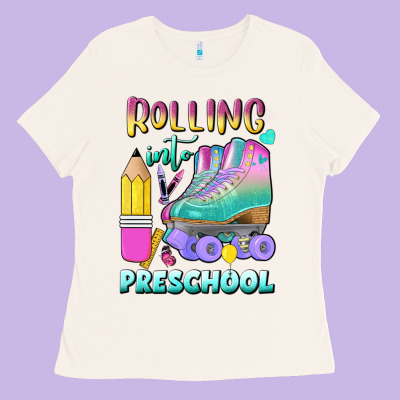 Rolling Into Preschool Ladies Tee Designed By Bundleandbundleshop