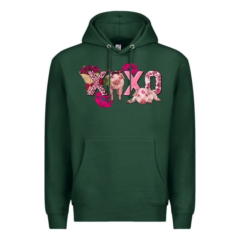 Valentine's Day Pig Xoxo Premium Hoodie by FaDigitalArtStudio | Teevron