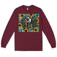 Burgundy western blessed sunflower's Long Sleeve Tee - RanaPortraitStore