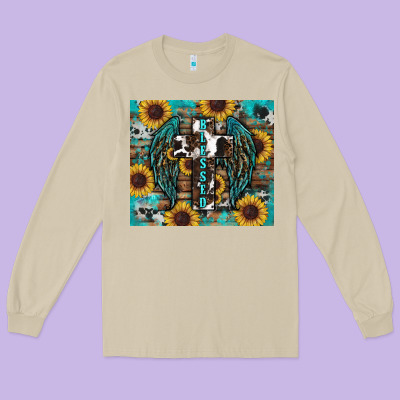 Western Blessed Sunflower's Long Sleeve Tee Designed By Ranaportraitstore
