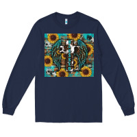 Navy western blessed sunflower's Long Sleeve Tee - RanaPortraitStore