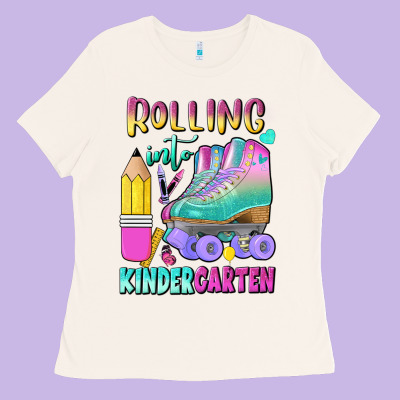Rolling Into Kindergarten Ladies Tee Designed By Bundleandbundleshop