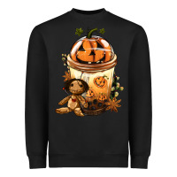 Black Halloween Jack O Lantern Bobba Cup Heavyweight Sweatshirt - FaDigitalArtStudio