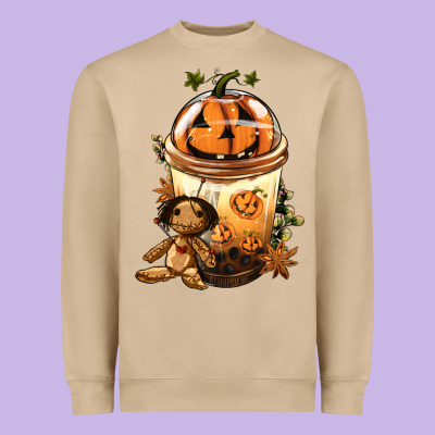 Halloween Jack O Lantern Bobba Cup Heavyweight Sweatshirt Designed By Fadigitalartstudio