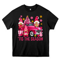 Black Tis' the season pink Christmas gnomes truck Heavy Core Tee - NancyCooperArtShop