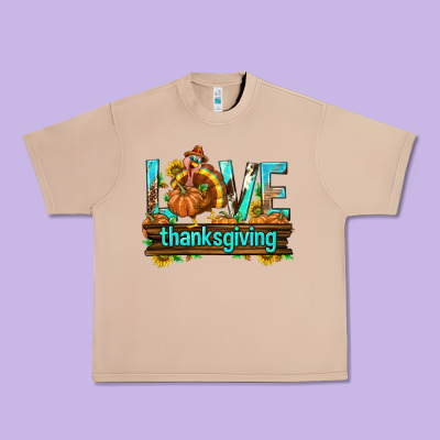Love Thanksgiving With Turkey Urban Heavy Tee Designed By Texasbilliewilder