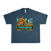 Midnight Navy Love Thanksgiving with Turkey Urban Heavy Tee - texasbilliewilder
