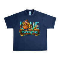Navy Love Thanksgiving with Turkey Urban Heavy Tee - texasbilliewilder