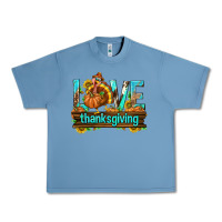 Pebble Blue Love Thanksgiving with Turkey Urban Heavy Tee - texasbilliewilder