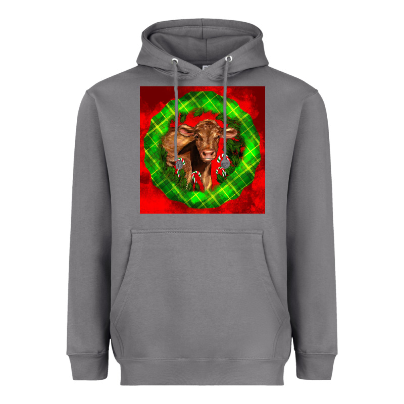 Christmas Red Angus Calf Heavyweight Hoodie by LillyAllenDesigns | Teevron