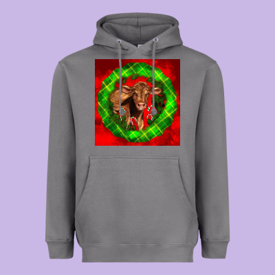 Christmas Red Angus Calf Heavyweight Hoodie Designed By Lillyallendesigns