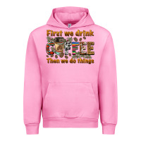 Fuchsia Pink first we drink then we do things Urban Hoodie - BarkalooDesign