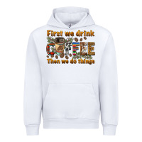 White first we drink then we do things Urban Hoodie - BarkalooDesign