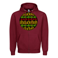 Burgundy african masks round earrings Zipper Hoodie - BundleAndBundleShop