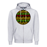 Heather Grey african masks round earrings Zipper Hoodie - BundleAndBundleShop