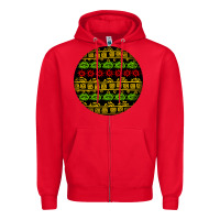 Red african masks round earrings Zipper Hoodie - BundleAndBundleShop