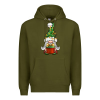 Army Green Christmas Gnome With Gift Premium Hoodie - BundleAndBundleShop