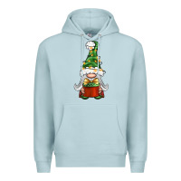 Blue Mist Christmas Gnome With Gift Premium Hoodie - BundleAndBundleShop