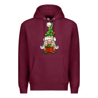 Burgundy Christmas Gnome With Gift Premium Hoodie - BundleAndBundleShop