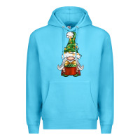 Ocean Blue Christmas Gnome With Gift Premium Hoodie - BundleAndBundleShop