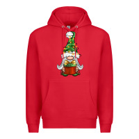Red Christmas Gnome With Gift Premium Hoodie - BundleAndBundleShop