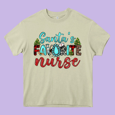 Santa S Favorite Nurse Heavy Core Tee Designed By Jahusdesignshop