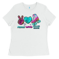 White peace love roller skate Ladies Tee - BundleAndBundleShop