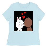 Baby Blue brown bear cony bunny rabbit the kiss Ladies Tee - tuanDangUi
