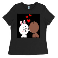 Black brown bear cony bunny rabbit the kiss Ladies Tee - tuanDangUi