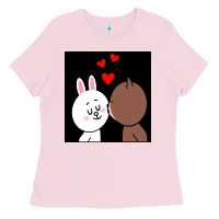 Bubblegum Pink brown bear cony bunny rabbit the kiss Ladies Tee - tuanDangUi