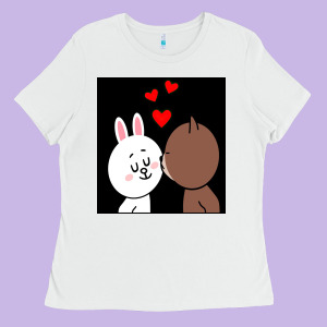 Brown Bear Cony Bunny Rabbit The Kiss Ladies Tee Designed By Tuandangui