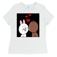 White brown bear cony bunny rabbit the kiss Ladies Tee - tuanDangUi