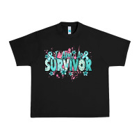 Black I am a survivor teal ribbon Ovarian Cancer Urban Heavy Tee - NancyCooperArtShop
