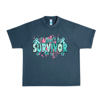 Midnight Navy I am a survivor teal ribbon Ovarian Cancer Urban Heavy Tee - NancyCooperArtShop
