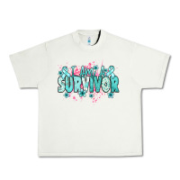 Pistachio I am a survivor teal ribbon Ovarian Cancer Urban Heavy Tee - NancyCooperArtShop