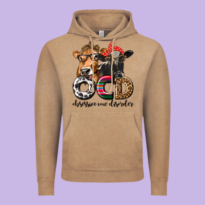 Ocd Obsessive Cow Disorder Vintage Hoodie Designed By Texasbilliewilder
