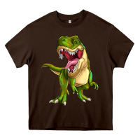 Chocolate Brown T-rex Heavy Core Tee - MaliasSmallBusiness