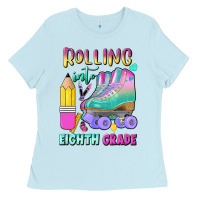 Baby Blue rolling into eighth grade Ladies Tee - BundleAndBundleShop