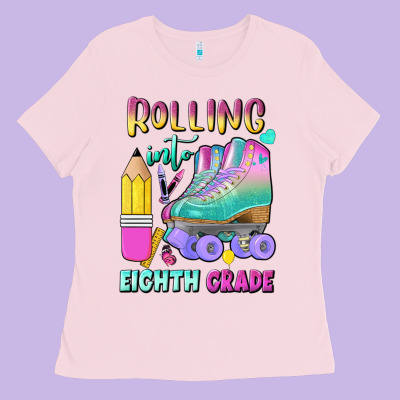 Rolling Into Eighth Grade Ladies Tee Designed By Bundleandbundleshop