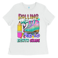 White rolling into eighth grade Ladies Tee - BundleAndBundleShop