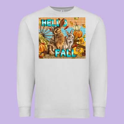 Hello Fall Rabbit Premium Sweatshirt Designed By Lillyallendesigns