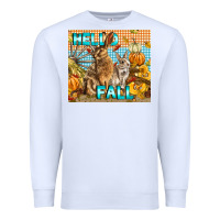 White Hello Fall Rabbit Premium Sweatshirt - LillyAllenDesigns
